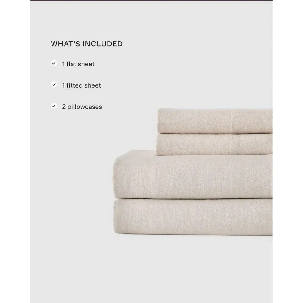 Quince European Linen 4 Pc Sheet Set In Latte Size FULL $174 Retail NEW